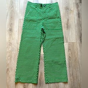 Maeve Cropped Wide Leg Green Pants